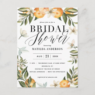 Carte Postale Citrus, oranger + fleur fête de la douche nuptiale