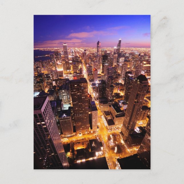 Carte Postale Cityscape à Chicago la nuit (Devant)