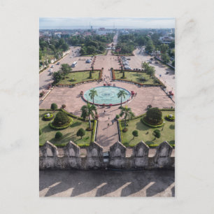 Carte Postale Cityscape, Monument de la Victoire Cour, Vientiane