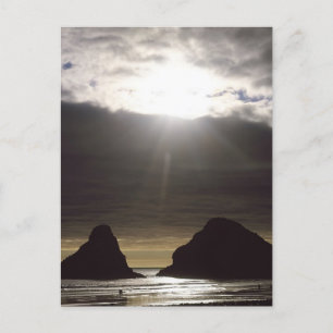 Carte Postale Clair de lune sur les rochers de l'océan Oregon