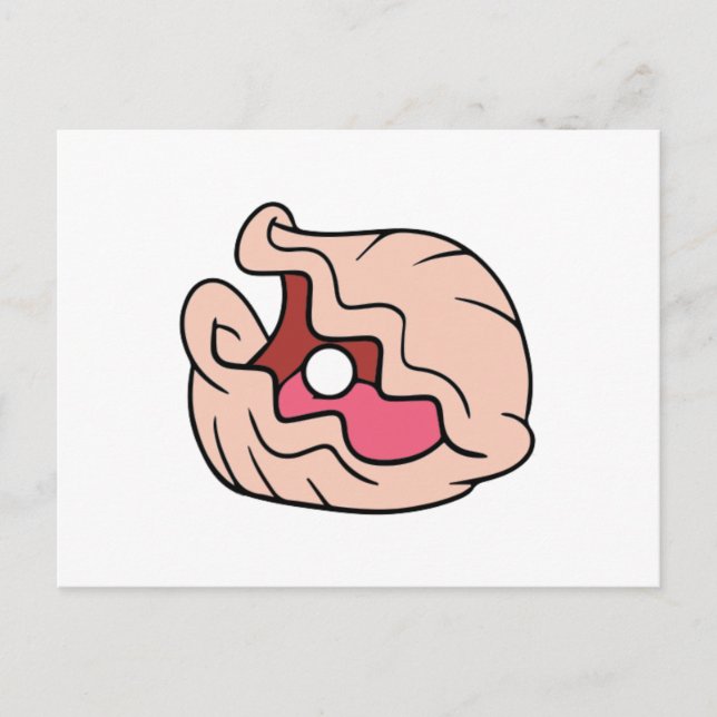 Carte Postale Clame de dessin rose avec une perle en elle (Devant)