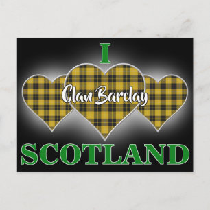 Carte Postale Clan Barclay I Love Scotland Tartan Heart