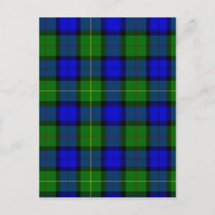 Carte Postale Clan bleu et vert Farquharson Tartan