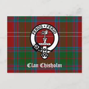Carte Postale Clan Chisholm Tartan & Crest Badge