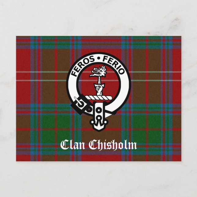 Carte Postale Clan Chisholm Tartan & Crest Badge (Devant)