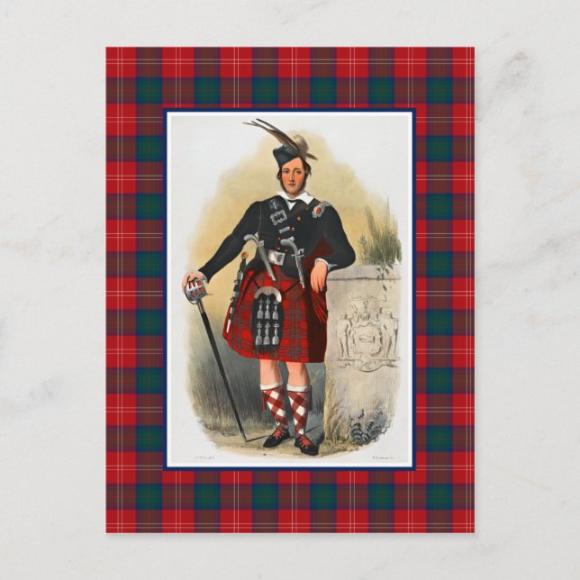 Carte Postale Clan Chisholm Vintage Illustration Tartan Frame (Devant)