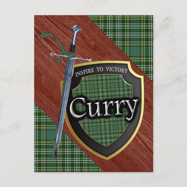 Carte Postale Clan Curry Currie Tartan Sword & Shield (Devant)