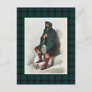 Carte Postale Clan Davidson Illustration Vintage Tartan Frame