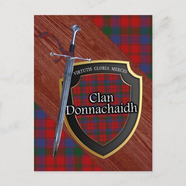 Carte Postale Clan Donnachaidh Tartan Epée & Bouclier (Devant)