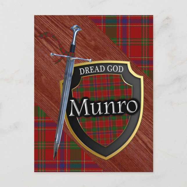 Carte Postale Clan écossais Munro Tartan Shield et épée (Devant)