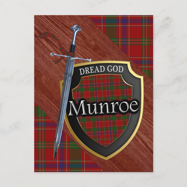 Carte Postale Clan écossais Munroe Munro Tartan Shield et épée (Devant)