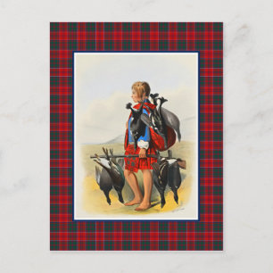 Carte Postale Clan Grant Vintage Illustration Tartan Frame