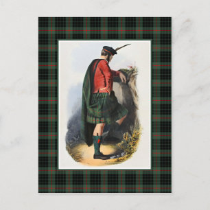 Carte Postale Clan Gunn Illustration Vintage Tartan Frame