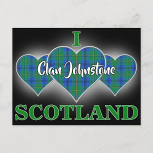 Carte Postale Clan Johnstone I Love Scotland Tartan Heart