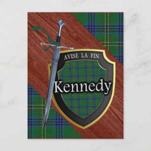 Carte Postale Clan Kennedy Tartan Sword & Shield