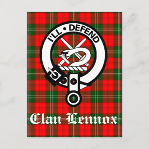 Carte Postale Clan Lennox Crest Badge & Tartan