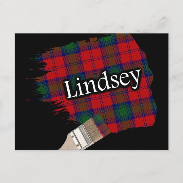 Carte Postale Clan Lindsey Lindsay Scottish Tartan Paint Brush (Devant)