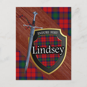 Carte Postale Clan Lindsey Tartan Sword & Shield
