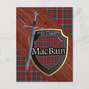 Carte Postale Clan MacBain Tartan Epée & Bouclier