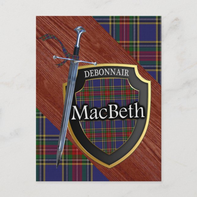 Carte Postale Clan MacBeth Tartan Sword & Shield (Devant)