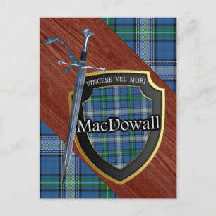 Carte Postale Clan MacDowall Tartan Épée et Bouclier