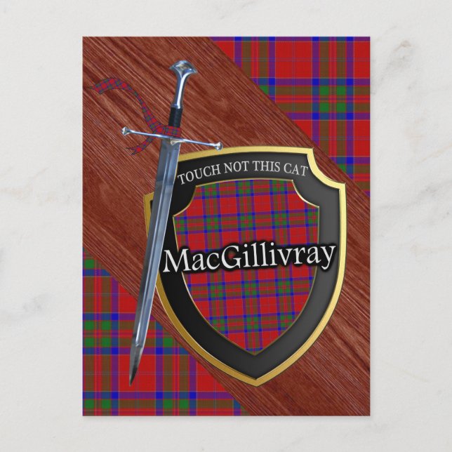 Carte Postale Clan MacGillivray Tartan Sword & Shield (Devant)