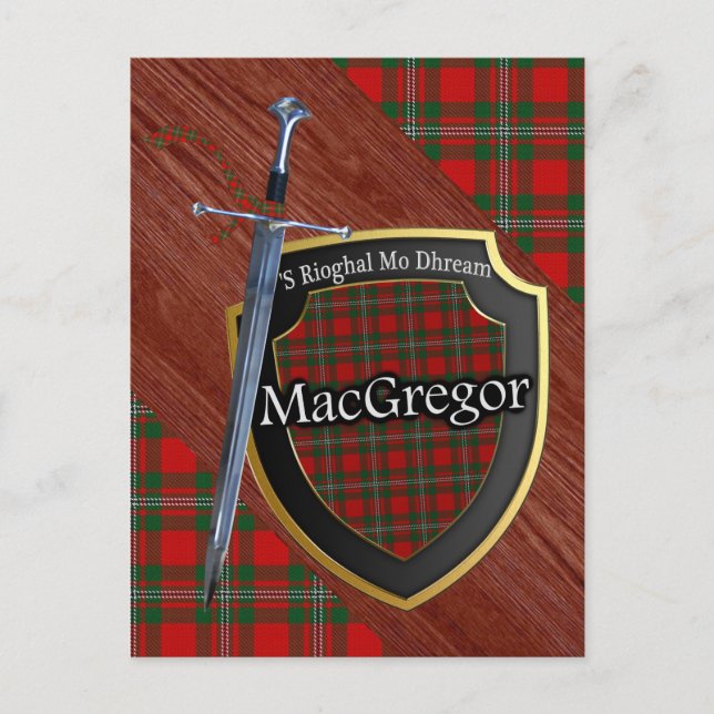Carte Postale Clan MacGregor Tartan Sword & Shield (Devant)