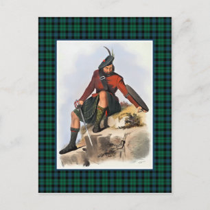 Carte Postale Clan MacKay Illustration Vintage Cadre Tartan