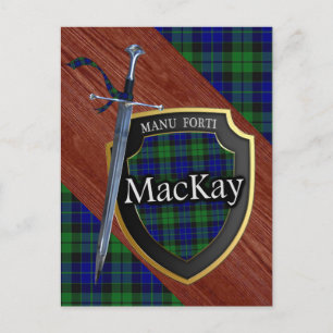 Carte Postale Clan MacKay Tartan Sword & Shield
