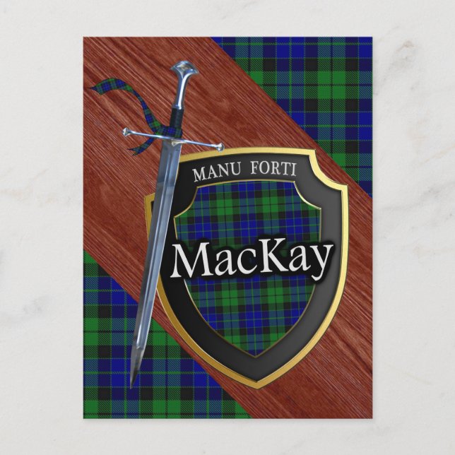 Carte Postale Clan MacKay Tartan Sword & Shield (Devant)