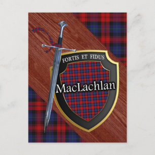 Carte Postale Clan MacLachlan Tartan Epée & Bouclier