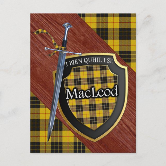 Carte Postale Clan MacLeod Tartan Sword & Shield (Devant)