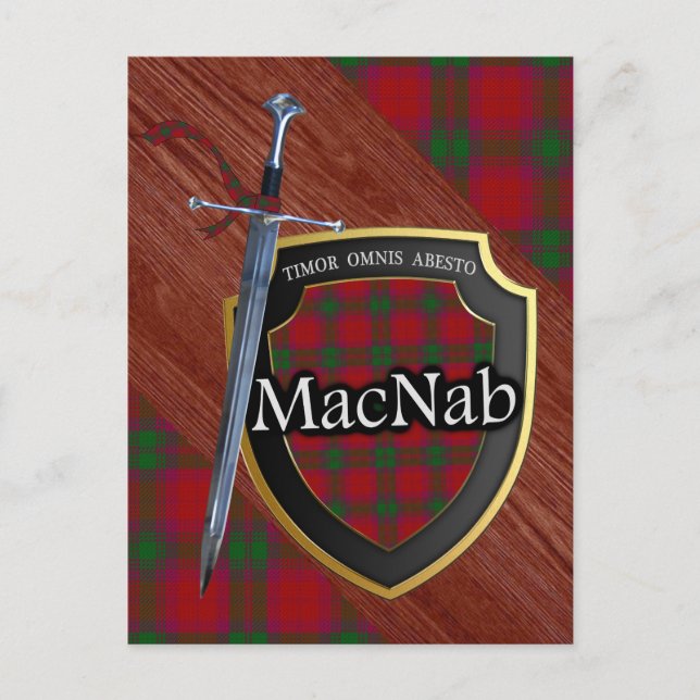 Carte Postale Clan MacNab Tartan Sword & Shield (Devant)
