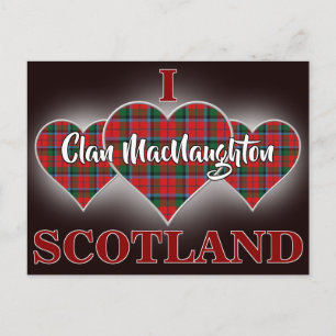 Carte Postale Clan MacNaughton I Love Scotland Tartan Heart