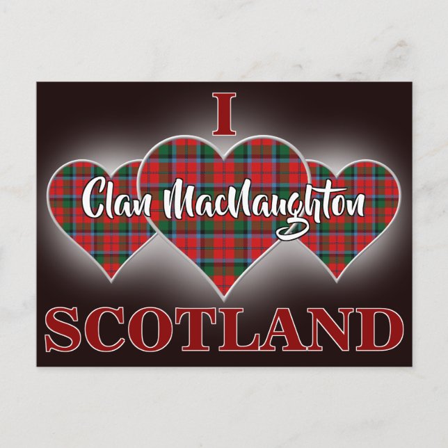 Carte Postale Clan MacNaughton I Love Scotland Tartan Heart (Devant)
