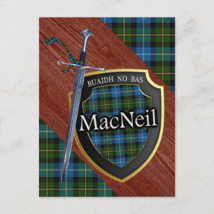 Carte Postale Clan MacNeil Tartan Sword & Shield