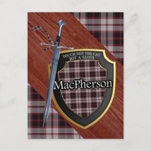 Carte Postale Clan MacPherson Tartan Sword & Shield