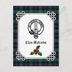 Carte Postale Clan Malcolm Crest Badge & Tartan Holiday