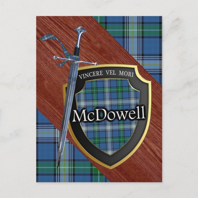 Carte Postale Clan McDowell Tartan Sword & Shield (Devant)