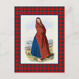 Carte Postale Clan Sinclair Illustration Vintage Cadre Tartan