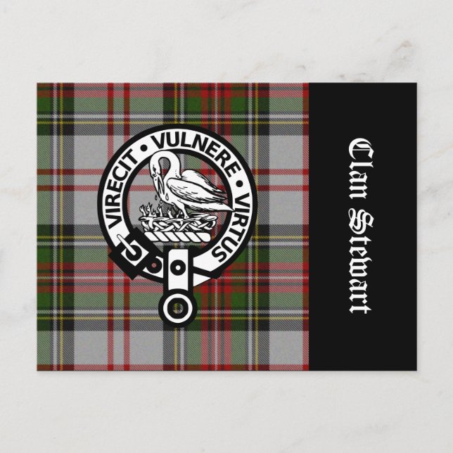 Carte Postale Clan Stewart Crest & Tartan (Devant)