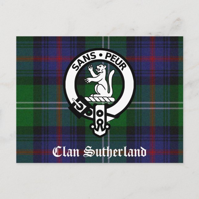 Carte Postale Clan Sutherland Crest & Tartan (Devant)