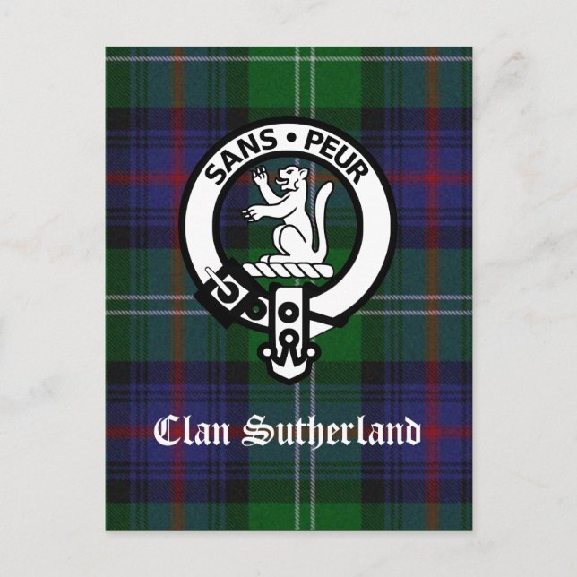 Carte postale Clan Sutherland Crest & Tartan (Devant)
