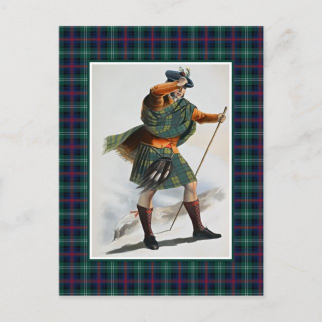 Carte Postale Clan Sutherland Vintage Illustration Tartan Frame (Devant)