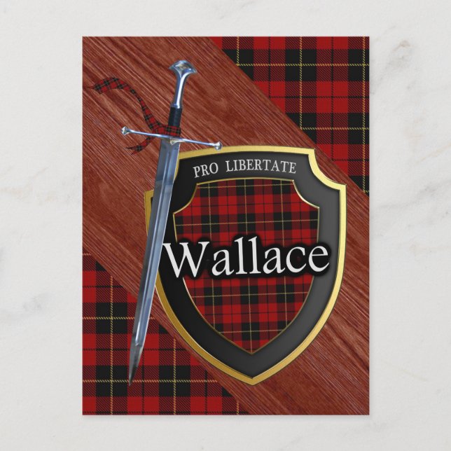 Carte Postale Clan Wallace Tartan Epée & Bouclier (Devant)