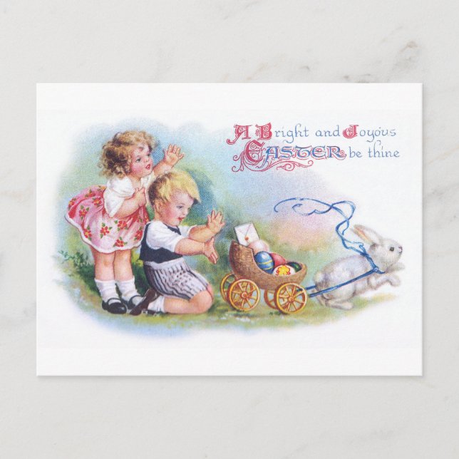 Carte Postale Clapsaddle : Enfants jouant avec le lapin (Devant)