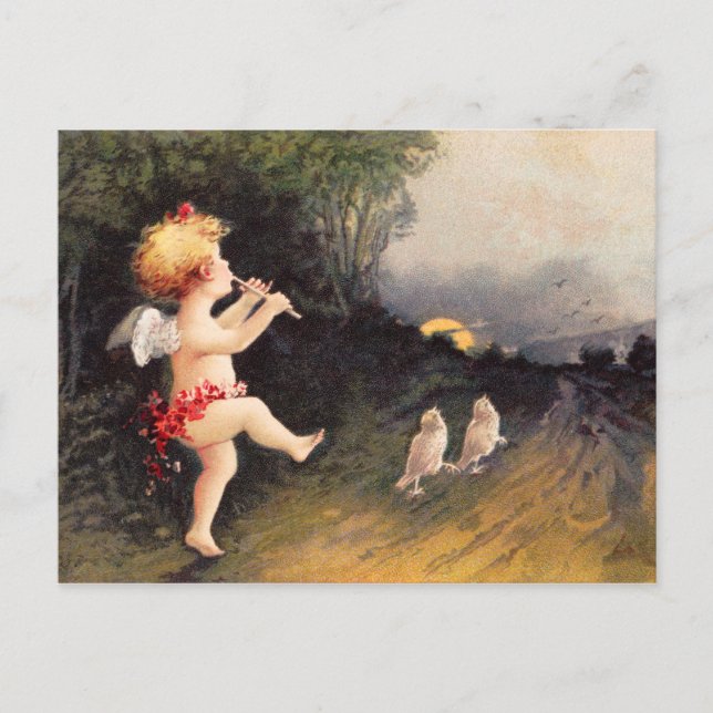 Carte Postale Clapsaddle : Petit Cherub avec Flûte (Devant)