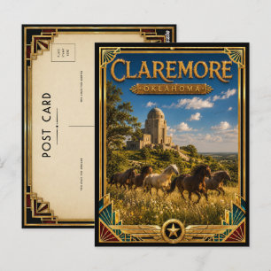 Carte Postale Claremore Oklahoma Art Déco vintage de l'âge d'or