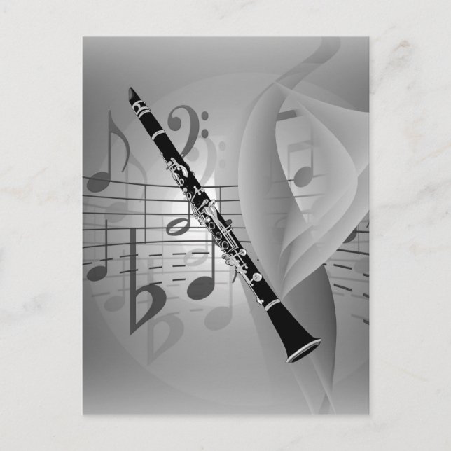 Carte Postale Clarinet aux accents musicaux (Devant)