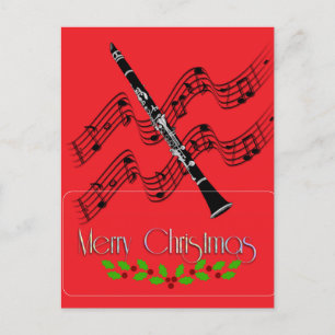 Carte postale Clarinet Christmas Hollly